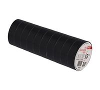 EMOS Cinta aislante de PVC negro, 10 unidades, 15 mm x 10 m, grosor de cinta de 0,13 mm, autoadhesiva, alta resistencia a la tensión y rango de temperatura de aplicación, resistente a los rayos UV,