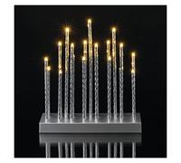 EMOS DCAW02 DCAW02 - Candelabro LED con 19 velas, efecto brillo plateado, funciona con 3 pilas AA, para interiores IP20, función de temporizador de 6/18 horas, 28, 5 x 25 cm, color plateado