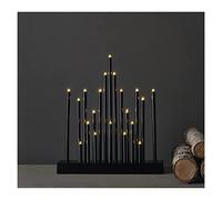 EMOS DCAW04 DCAW04 - Candelabro led con 20 Velas Efecto Estrella (Funciona con 3 Pilas AA, para Interiores, IP20, 6/18 h, función de Temporizador, 27, 5 x 25 cm), Color Negro