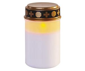 EMOS DCCV21 - Vela LED para tumba con temporizador, IP44, impermeable, para exteriores, plástico, luz blanca para tumba que funciona con pilas, vela de cementerio, 10 000 horas de vida útil