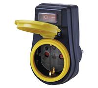 EMOS Enchufe Exterior con Interruptor, IP44 Impermeable, Adaptador Schuko con Tapa Protectora para Exteriores