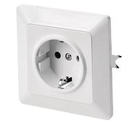 EMOS Enchufe Schuko con mayor protección táctil y contacto de protección lateral para montaje empotrado, enchufe individual con interior interior, 250 V ~/16 A máx., blanco (brillo), clase de