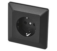 EMOS Enchufe Schuko con mayor protección táctil y contacto lateral de conexión a tierra para montaje empotrado, enchufe único incluido interior, 250 V~/16 A máx., negro, clase de protección IP20 para