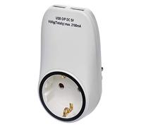EMOS Enchufe Schuko P0072 con 2 Puertos USB de 2100 mA, protección para niños, para Viajes, Smartphone, Tableta, 4000 W, 250 V