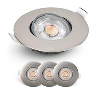 EMOS Exclusive Focos LED Interior Techo 4.9W, 380lm | Ojos de Buey LED para Techo luz blanca cálida 3000k | Juego de 3 focos empotrables LED ultraplanos redondos pivotante en 50° en color plata