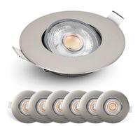 EMOS Exclusive Focos LED Interior Techo 4.9W, 380lm | Ojos de Buey LED para Techo luz blanca cálida 3000k | Juego de 6 focos empotrables LED ultraplanos redondos pivotante en 50° en color plata