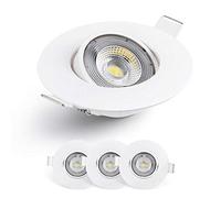 EMOS Exclusive Focos LED Interior Techo 5W, 450lm | Ojos de Buey LED para Techo luz blanca cálida 3000k | Juego de 3 focos empotrables LED ultraplanos redondos pivotante en 50° en color blanco
