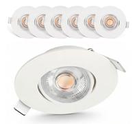 EMOS Exclusive Focos LED Interior Techo 5W, 450lm | Ojos de Buey LED para Techo luz blanca cálida 3000k | Juego de 6 focos empotrables LED ultraplanos redondos pivotante en 50° en color blanco