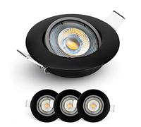EMOS Exclusive Focos LED Interior Techo 5W, 450lm | Ojos de Buey LED para Techo luz blanca cálida 3000k | Juego de 3 focos empotrables LED ultraplanos redondos pivotante en 50°, en color negro