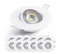 EMOS Exclusive Focos LED Interior Techo 5W, 450lm | Ojos de Buey LED para Techo Luz Blanca Fria 6500k | Juego de 12 focos empotrables ultraplanos redondos pivotante en 50° en color blanco