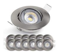 EMOS Exclusive Focos LED Interior Techo 5W, 450lm | Ojos de Buey para Techo Luz Blanca Fría 6500k | Juego de 12 Empotrables Ultraplanos Redondos Pivotantes 50° Color Plata