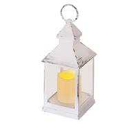 EMOS Farol antiguo con vela LED, diseño vintage y efecto llama, IP20 para interiores, funciona con pilas (3 x AAA), 10.000 horas, color blanco cálido, función de temporizador de 6 horas, 10,5 x 24 cm,