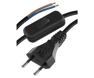 Emos Flexo de Cable de PVC 2 x 0,75 mm, 2 m, Negro con Interruptor, KF de H1/s051e4