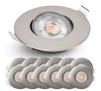 EMOS Focos Led Interior Techo, 230 V, 4.9 W/380 lm, 50° orientable, extra plano, blanco cálido 3000K, 12 Pack, Ojos de Buey Led Para Techo, níquel