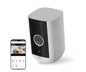 EMOS GoSmart - Cámara Inteligente para Interiores y Exteriores (5 MP, WiFi Universal, con aplicación, detección de Movimiento, visión Nocturna, batería, Compatible con Google Assistant y Alexa