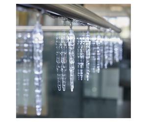 EMOS Guirnalda de luces LED de carámbanos, luz blanca fría, 135 cm, guirnalda de luces con 10, 6/18 h función de temporizador, funciona con pilas (2 pilas AA), duración de la luz 10.000, IP20 para