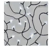 EMOS Guirnalda de luces LED de color blanco frío, 5,6 metros, cable negro con 80 ledes, 6/18 h función de temporizador, funciona con pilas (3 pilas AA), duración de la luz 10.000 h, IP44 para interior