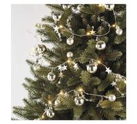 EMOS Guirnalda de Luces Plateadas con 20 ledes, Guirnalda Decorativa LED con Bolas y Estrellas, 190 cm, función de Temporizador de 6/18 Horas, Funciona con Pilas (2 Pilas AA), duración de la luz