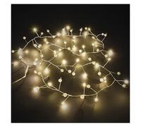 EMOS - Guirnalda de perlas LED de 120 cm - Perlas decorativas y 40 LED blanco cálido sobre alambre de clúster - Temporizador de 6/18h, cable de 30 cm, funciona con pilas (3 x AA) - Vida útil de 10.000