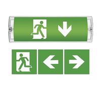 EMOS Iluminación LED de Emergencia, Luz de Salida Hasta 3 Horas, Con Botón de Prueba Manual, Pilas Incluidas, Para Montaje en Pared, Luz Continua