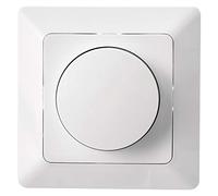 EMOS - Interruptor de intensidad LED con botón giratorio - Para bombillas LED regulables, reguladores giratorios y pulsadores - Regulador giratorio empotrado - 230 V ~, 50 Hz, 7-110 W/VA - blanco