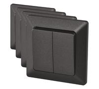 EMOS Interruptor de serie negro, interruptor doble para iluminación, 250 V~/10 AX, interruptor de doble luz de plástico, sin enchufe empotrado, clase de protección IP20 para uso en interiores, 1 pieza