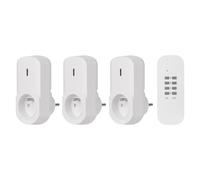 EMOS - Juego de 3 enchufes inalámbricos con mando a distancia - 3 enchufes franceses - Alcance de 25 m - 230 V, 4,35 A, 1000 W - IP20 para interiores - blanco