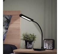 EMOS KYLE - Lámpara de mesa LED (5,5 W, brillo 300 lm, carga de teléfono móvil con USB o inalámbrico, temporizador, intensidad regulable, color de luz ajustable (3000 - 4500 K), alto CRI (>90), cable