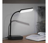 EMOS Lámpara de mesa LED Molly 12 W, brillo 650 lm, regulable, color de luz ajustable (3000 - 6500 K), brazo de lámpara flexible, cable de carga de 1,5 m con adaptador de red de 10 V, color negro