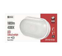 EMOS - Lámpara de techo LED, ovalada, blanco, 20 W, luz blanca neutra, 270 x 145 x 81 mm