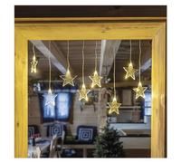 EMOS Mini cortina de 8 estrellas, 84 cm, con estrellas, luz blanca cálida, guirnalda de luces + fuente de alimentación, duración de la luz: 10.000 h, IP44, para interior y exterior, para fiestas