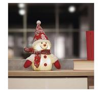 EMOS Muñeco de Nieve LED con 4 ledes, decoración navideña de muñeco de Nieve Sentado con Bufanda roja y Gorro de Punta, decoración de Invierno iluminada, 18 x 25 cm, Color Blanco cálido, Funciona con