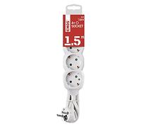 EMOS P0421R - Regleta de 4 enchufes (Cable de 1,5 m, enchufes giratorios a 45°, 4 enchufes Europeos con protección Infantil, IP20 para Interiores, 3680 W, 250 V)