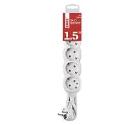 EMOS P0521R Regleta de 5 enchufes, Cable de 1,5 m, enchufes giratorios de 45°, 5 enchufes Europeos con protección Infantil, IP20 para Interiores, 3680 W, 250 V