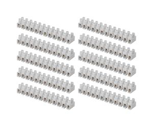 EMOS Pack de 10 terminales de conexión para alambre de 1,5 mm² - 6 mm², 10 pestillos con 12 unidades, 450 V ~/41 A, color blanco, terminales de cortina con fijación a tornillo, fácil de separar, libre