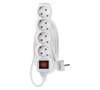 EMOS Regleta Alargadera con Interruptor, Conductor H05VV-F3G de 1.5 mm², SCHUKO, Blanco - 4 Tomas - Cable de 3m