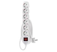 EMOS Regleta Alargadera con Interruptor, Conductor H05VV-F3G de 1.5 mm², SCHUKO, Blanco - 6 Tomas - Cable de 3m