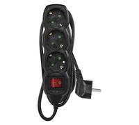 EMOS Regleta Alargadera con Interruptor, Conductor H05VV-F3G de 1.5 mm², SCHUKO, Negro - 3 Tomas - Cable de 1,5m