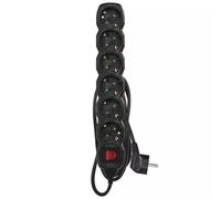 EMOS Regleta Alargadera con Interruptor, Conductor H05VV-F3G de 1.5 mm², SCHUKO, Negro - 6 Tomas - Cable de 1,5m