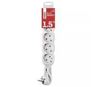 EMOS Regleta Alargadera PVC, Blanco, 1.5 mm2 - 5 Tomas - Cable de 1,5 metros
