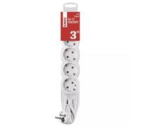 EMOS Regleta Alargadera PVC, Blanco, 1.5 mm2 - 5 Tomas - Cable de 3 metros