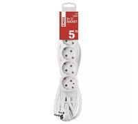 EMOS Regleta Alargadera PVC, Blanco, 1.5 mm2 - 5 Tomas - Cable de 5 metros