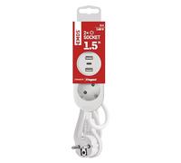 EMOS Regleta con USB, 2 enchufes y 3 Puertos USB, 2 Conectores Tipo A + 1 Conector Tipo C, Cable de extensión de 1,5 m, Corriente de Carga máx. 3,4 A, Mayor protección táctil, IP20 para Interiores