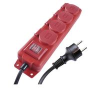 EMOS - Regleta de 4 enchufes de 10m con Interruptor - 4 enchufes franceses girado 45° - Resistente al Agua - 250 V, 16 A, 3680 W - Goma - H07RN-F3G 1,5 mm2 - Mayor protección táctil - IP44 para