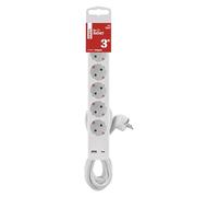 EMOS Regleta de 5 enchufes con Carga USB, Enchufe múltiple con Interruptor para Interiores, Apto para Montaje en Pared, 5 enchufes, 1 USB C, 1 USB A, Cable de 3 m, Color Blanco