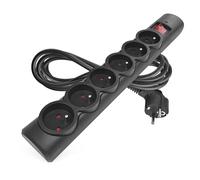 EMOS - Regleta de sobretensión con LED, 6 enchufes de 45°, Cable de 3 m, Interruptor, protección táctil, 2300 W/10 A, PVC Interior, Color Negro
