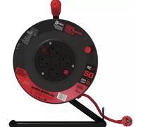 EMOS Tambor Enrollacables PVC, 4 Tomas con Centro Móvil, IP20, Conductor de 1.5 mm2, Cable de 50m