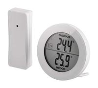 EMOS Termómetro digital – sensor inalámbrico interior/exterior, alcance 80 m, memoria – blanco