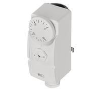EMOS - Termostato analógico con botón giratorio y resorte helicoidal - manual, con cable - Sistemas de calefacción y refrigeración - Regulación de temperatura 0-90 °C - Montaje en superficie - blanco