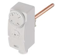 EMOS - termostato mecánico con sonda de inmersión, Manual, con Cable, para Sistemas de calefacción y refrigeración, regulación de Temperatura de 0 a 90 °C, medición invasiva, 230 V, 16 A/4 A, Blanco